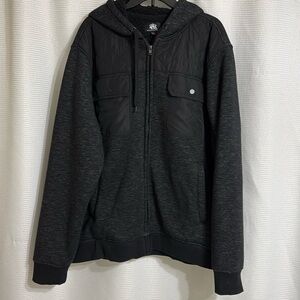 Mens Rock & republic dark grey long sleeve hoodie. Sherpa lining.  Size XXL